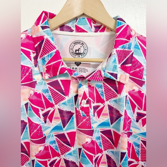 Proud 90 Men’s Golf Polo Shirt Colorful
Bright Mosaic Print Size 2X - Picture 4 of 7